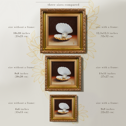 Original Seashell Pearl Miniature Oil Painting