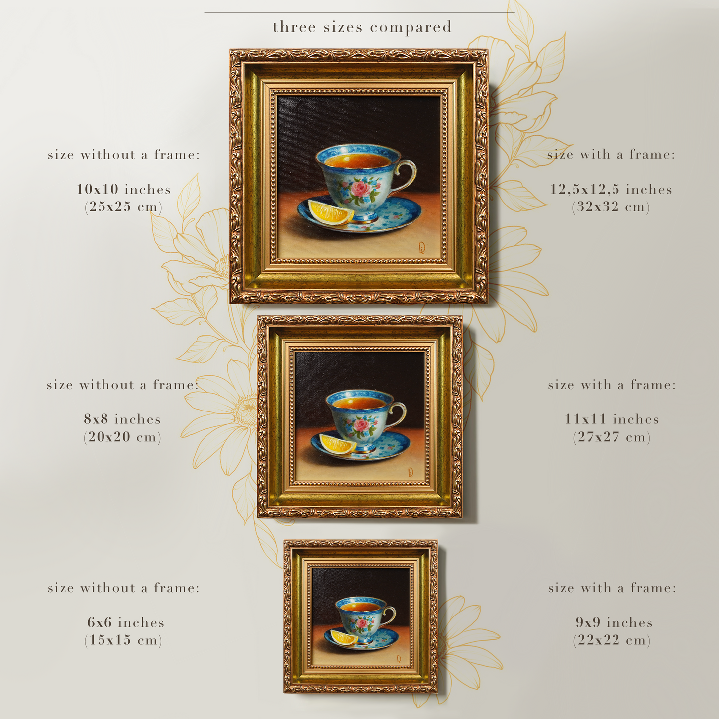 Original Tea Cup with Lemon Slice Miniature Oil Painting