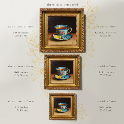 Original Tea Cup with Lemon Slice Miniature Oil Painting
