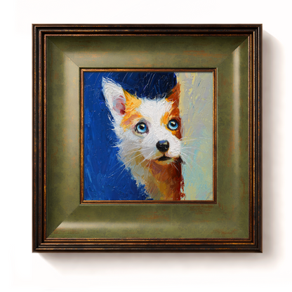Original Orange & White Dog Oil Painting