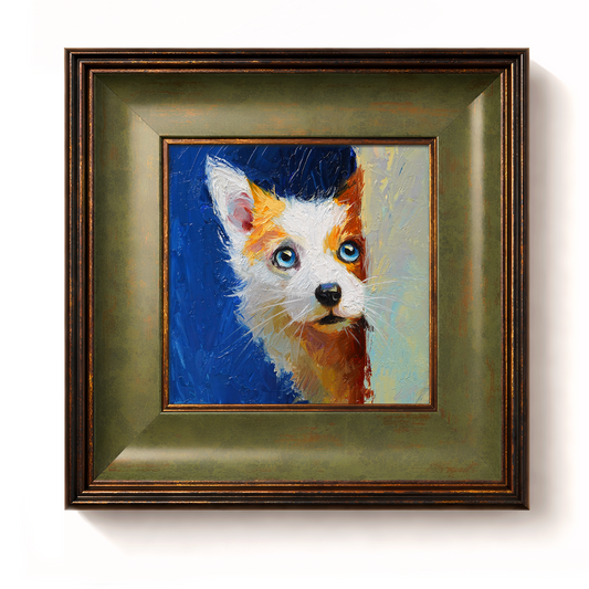 Original Orange & White Dog Oil Painting