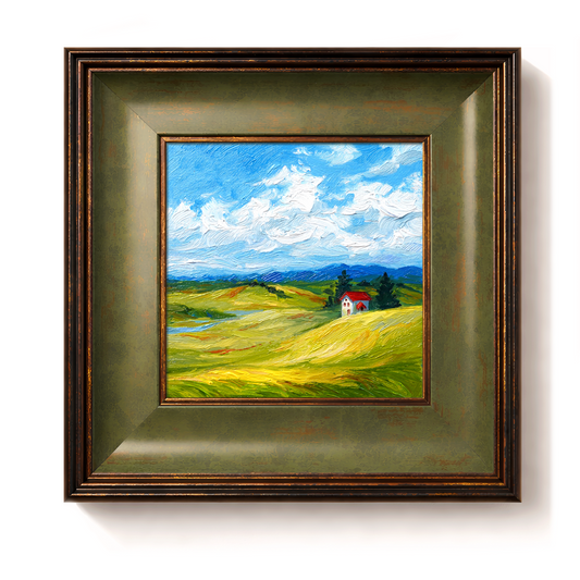 Original Cottage House Landscape Oil Painting