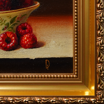 Original Raspberries in a Cup Oil Painting