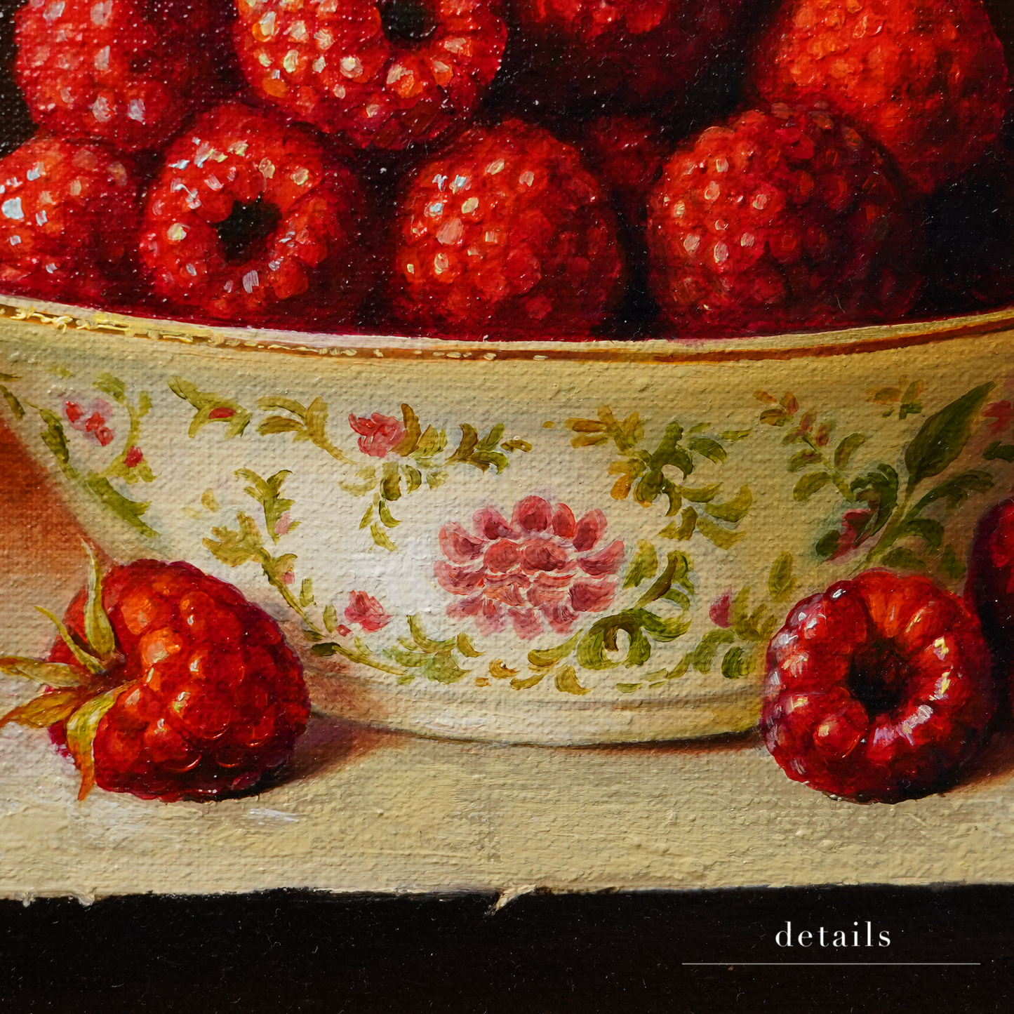 Original Raspberries in a Cup Oil Painting