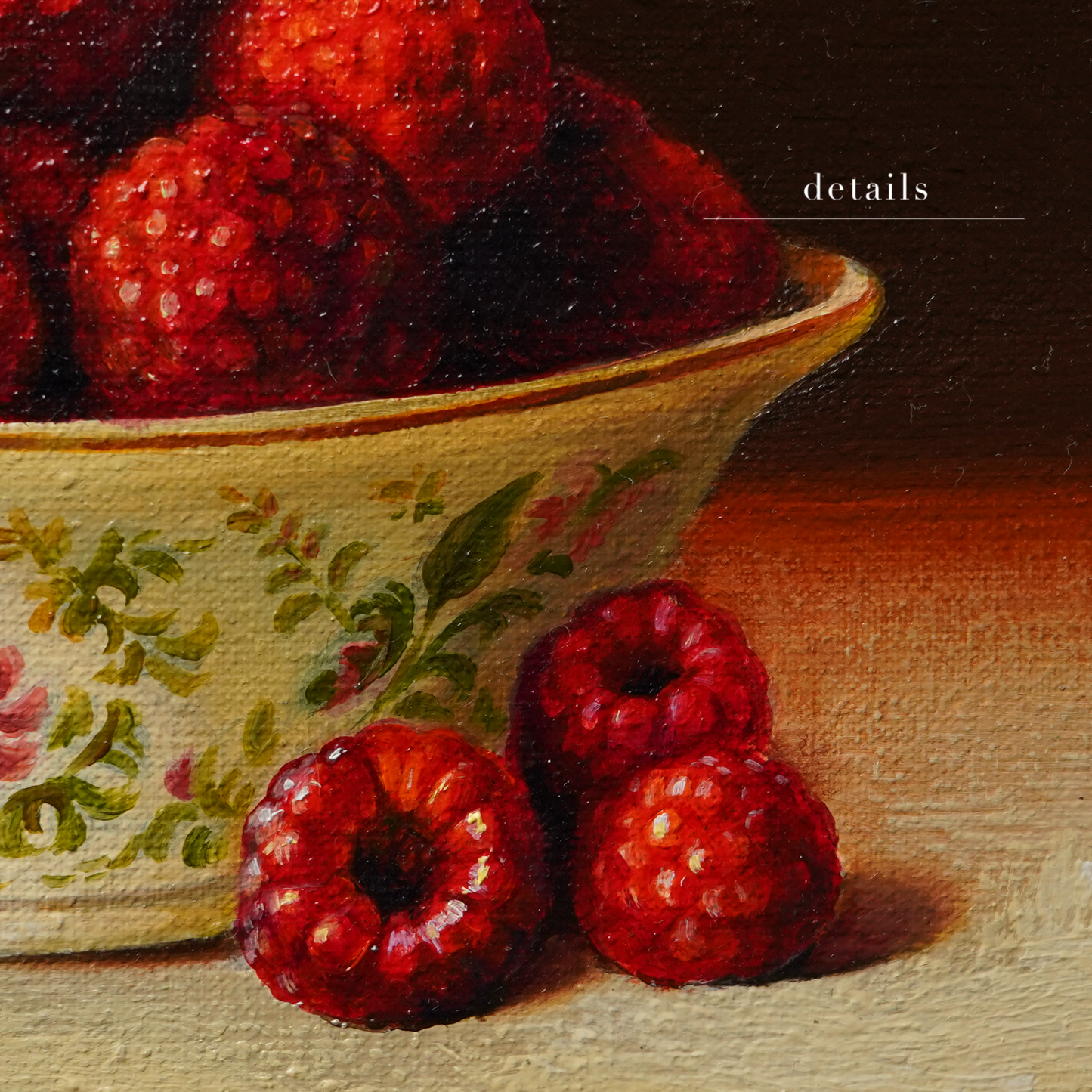 Original Raspberries in a Cup Oil Painting