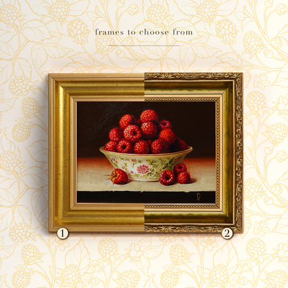 Original Raspberries in a Cup Oil Painting