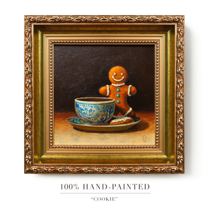 Original Gingerbread Man Cookie Miniature Oil Painting