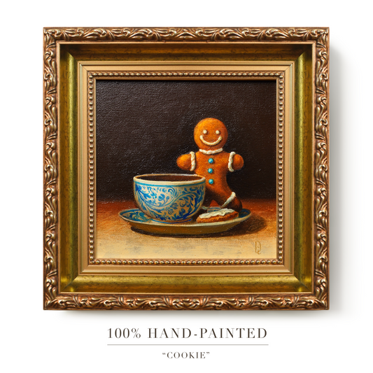 Original Gingerbread Man Cookie Miniature Oil Painting