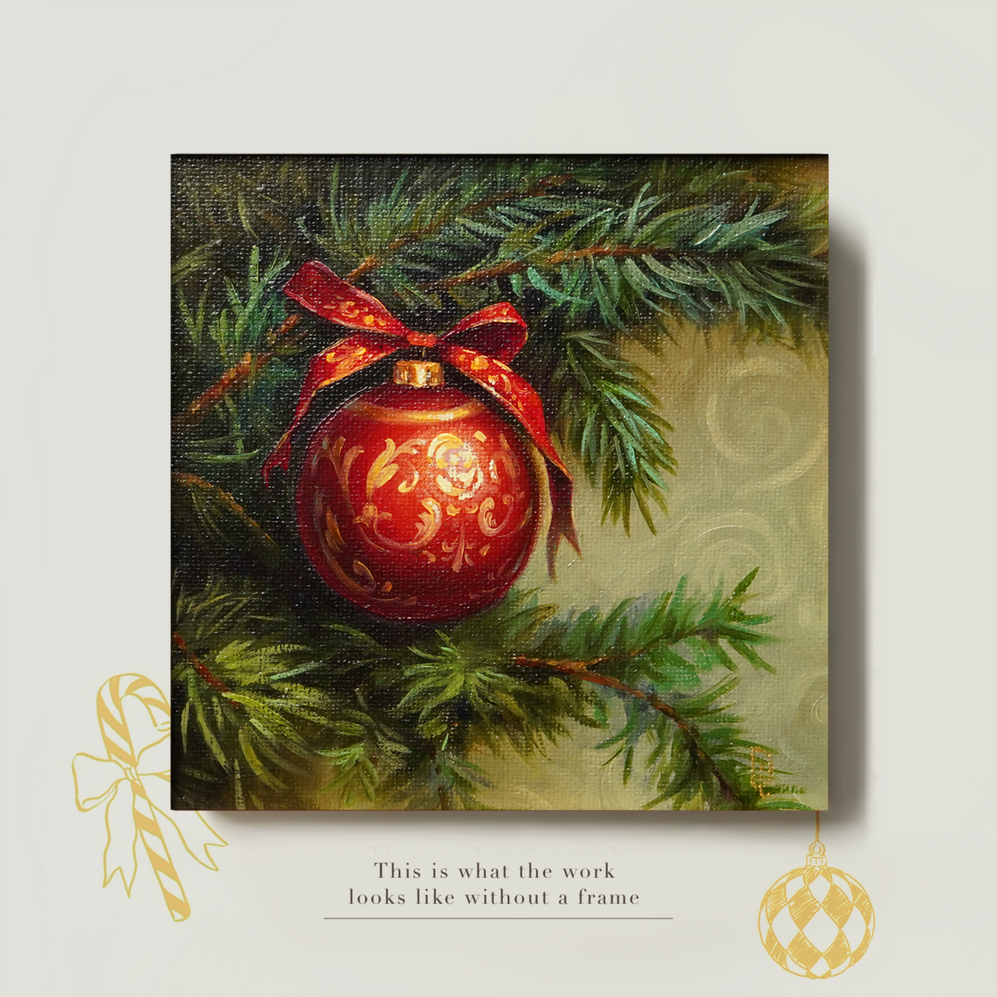 Original Christmas Ornament Miniature Oil Painting