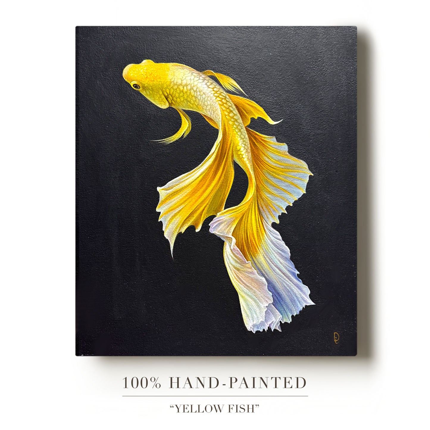 Original Yellow Fish Oil Painting