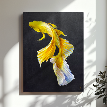 Original Yellow Fish Oil Painting