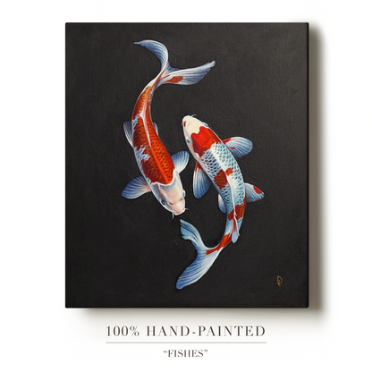 Original Two Fish Oil Painting
