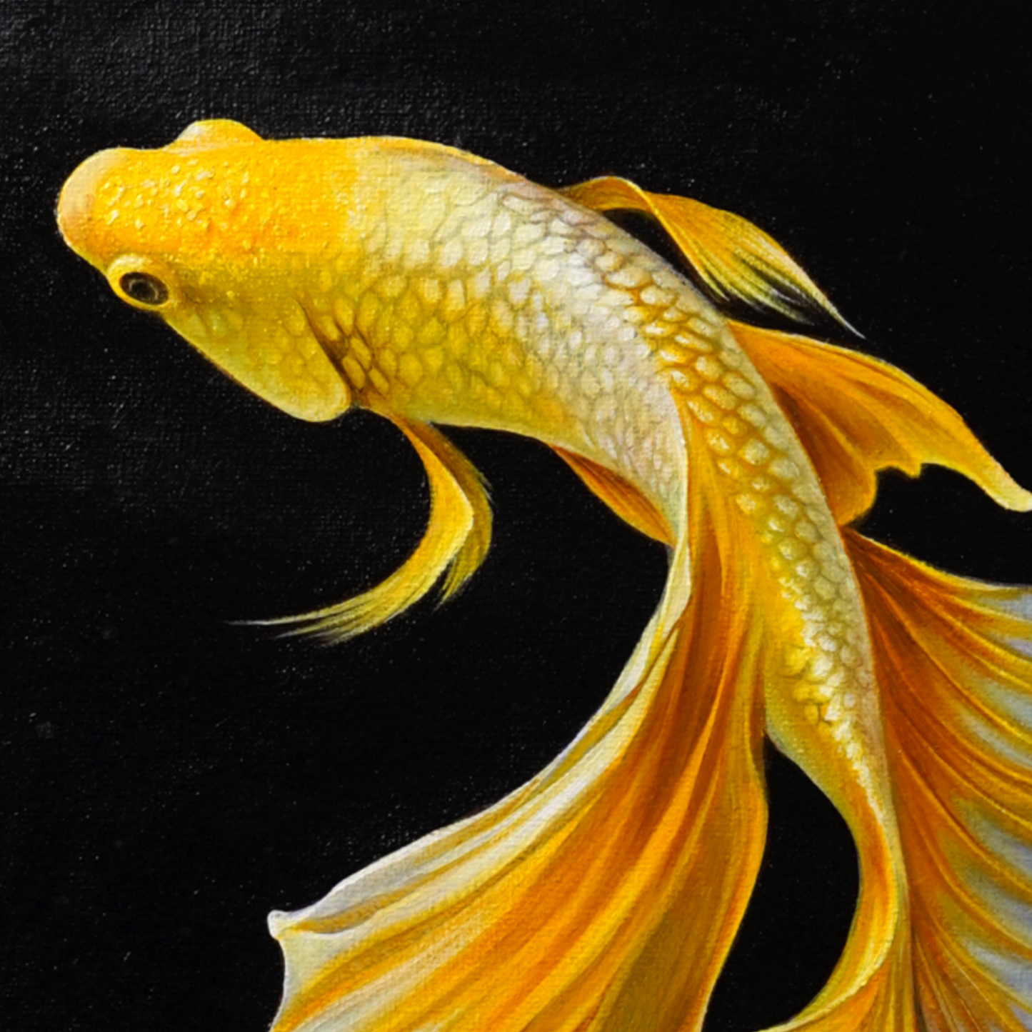 Original Yellow Fish Oil Painting
