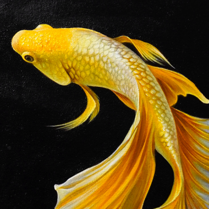 Original Yellow Fish Oil Painting