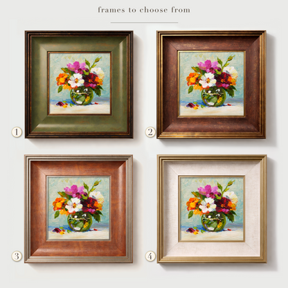 Original Floral Bouquet in Glass Vase Oil Painting