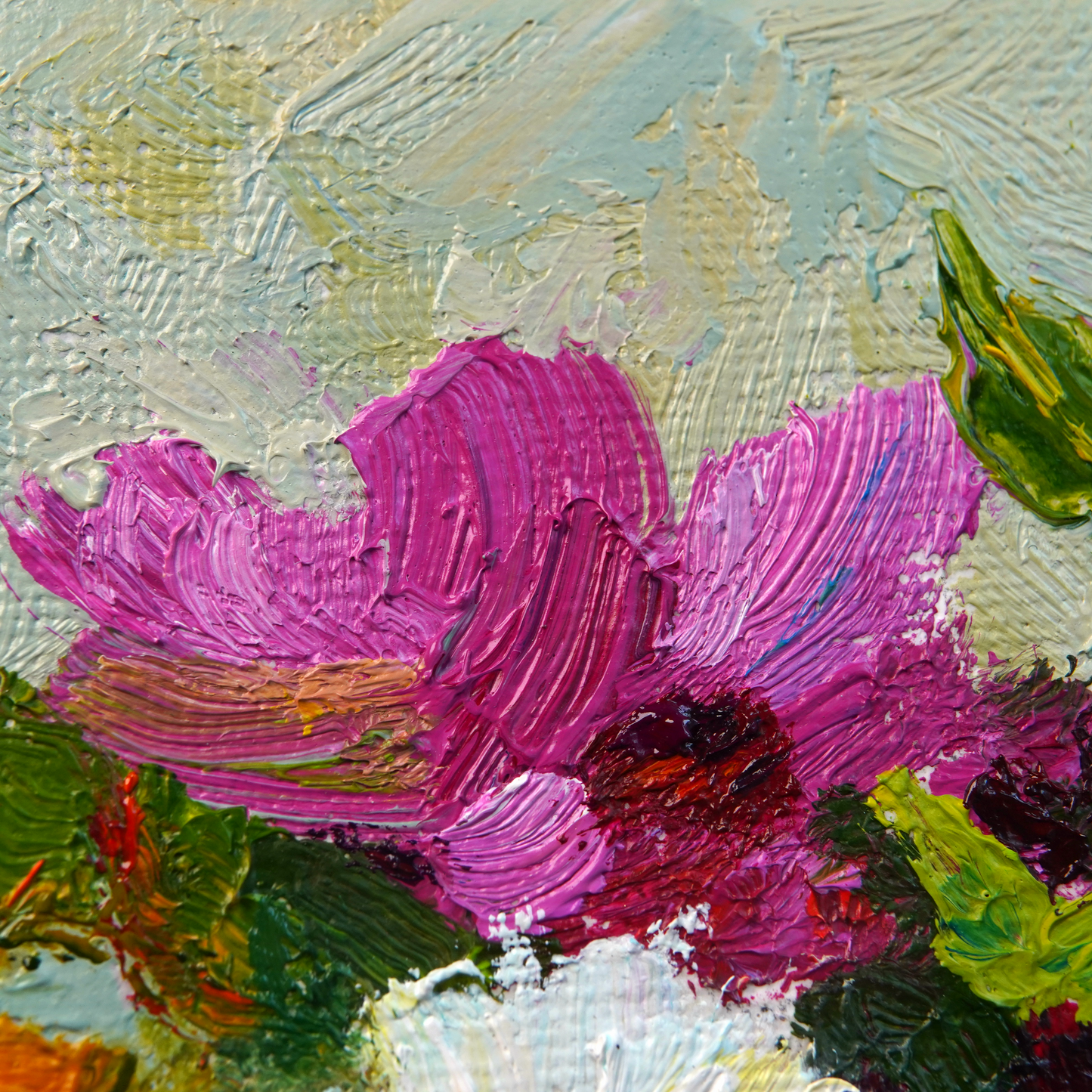 Original Floral Bouquet in Glass Vase Oil Painting