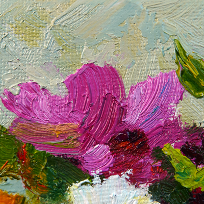Original Floral Bouquet in Glass Vase Oil Painting