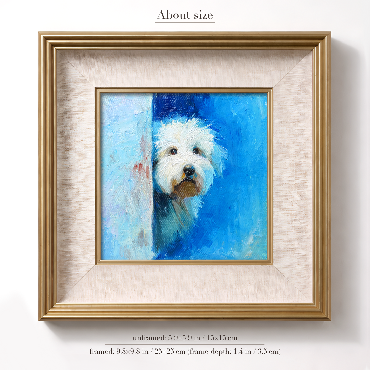 Original White Dog Oil Painting