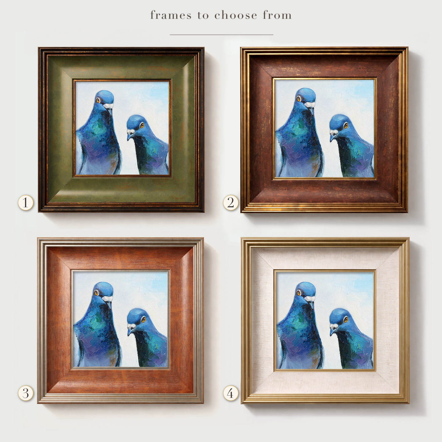 Original Curious Pigeons Oil Painting