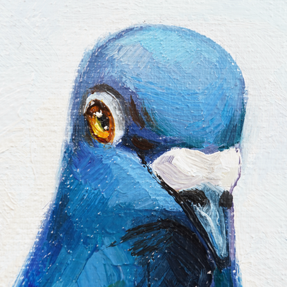 Original Curious Pigeons Oil Painting