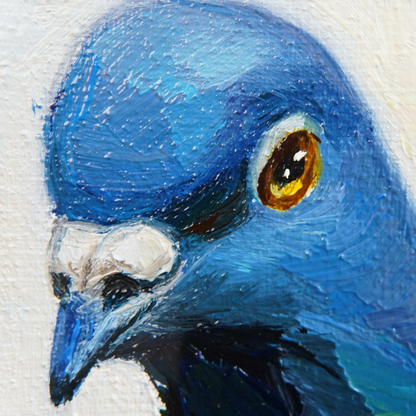 Original Curious Pigeons Oil Painting