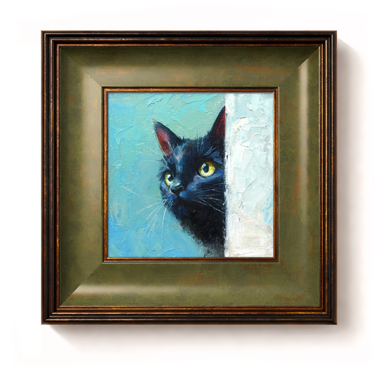 Original Black Cat Oil Painting