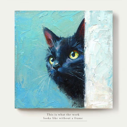 Original Black Cat Oil Painting