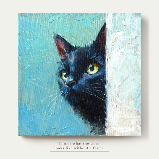 Original Black Cat Oil Painting