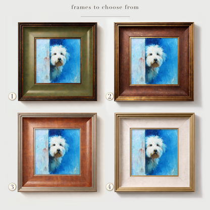 Original White Dog Oil Painting
