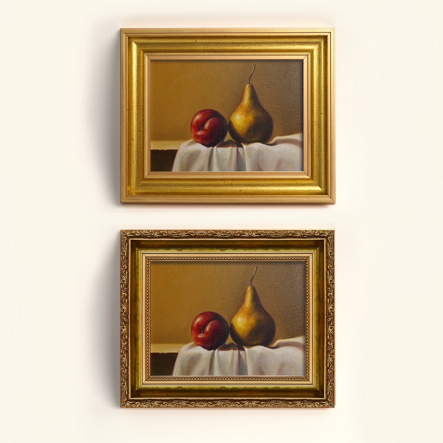 Original Plum & Pear Oil Painting