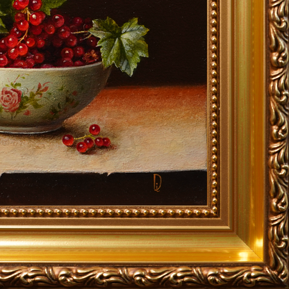 Original Red Currants in a Cup Oil Painting