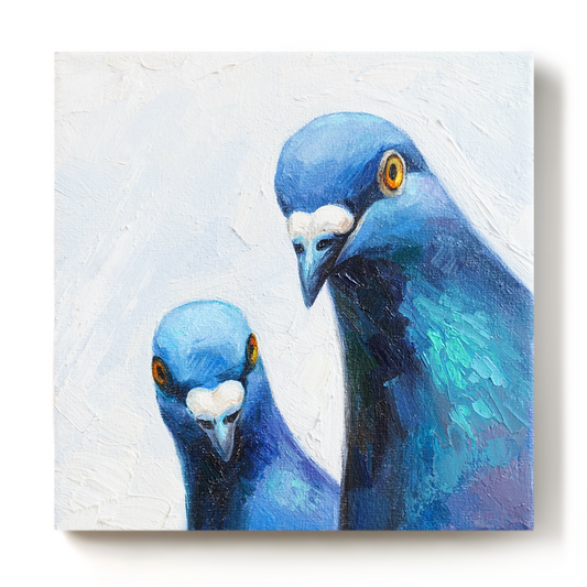 Original Pigeons Oil Painting