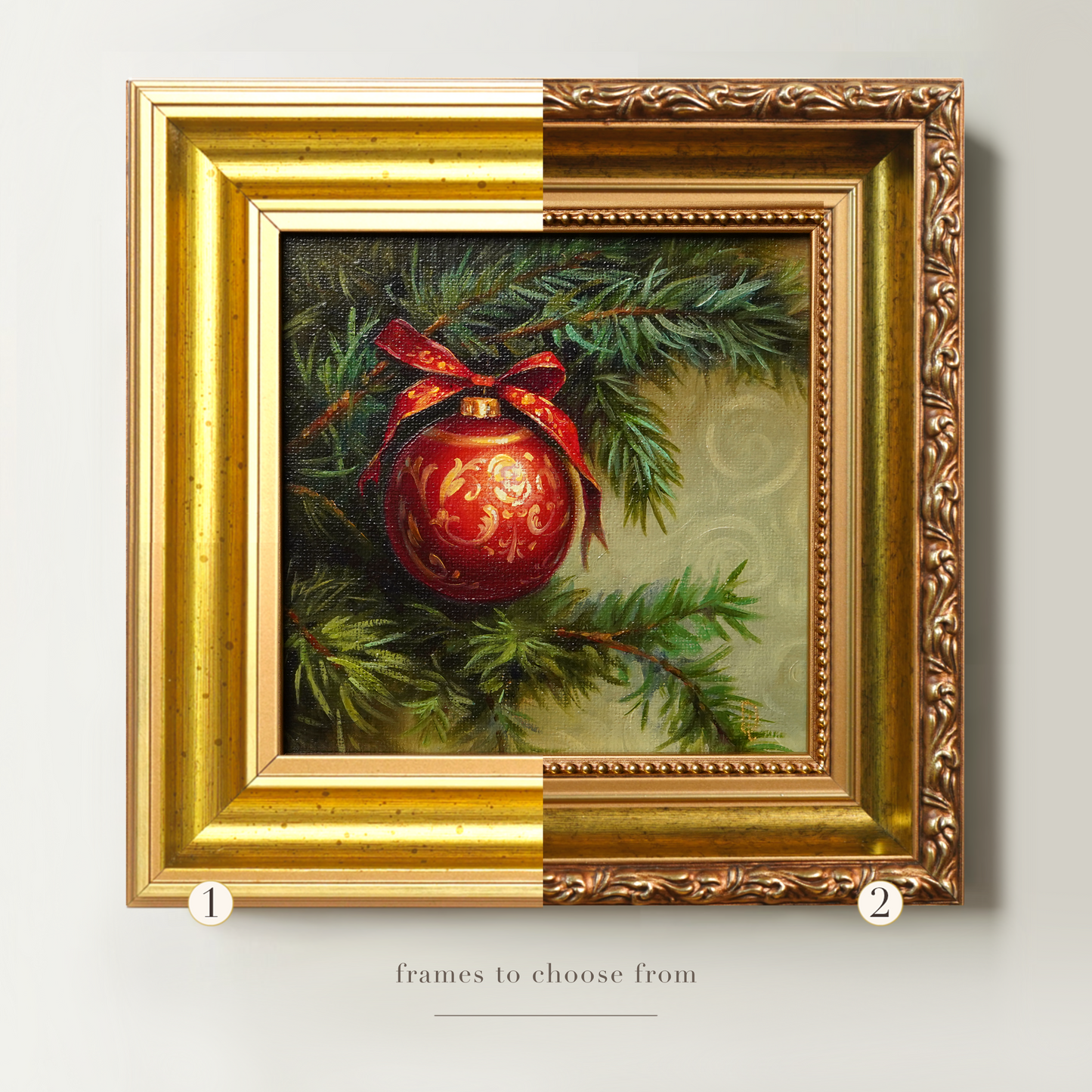 Original Christmas Ornament Miniature Oil Painting