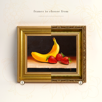 Original Banana and Strawberries Oil Painting