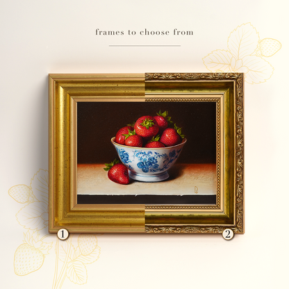 Original Strawberries in a Cup Oil Painting