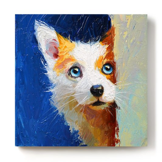 Original Orange & White Dog Oil Painting