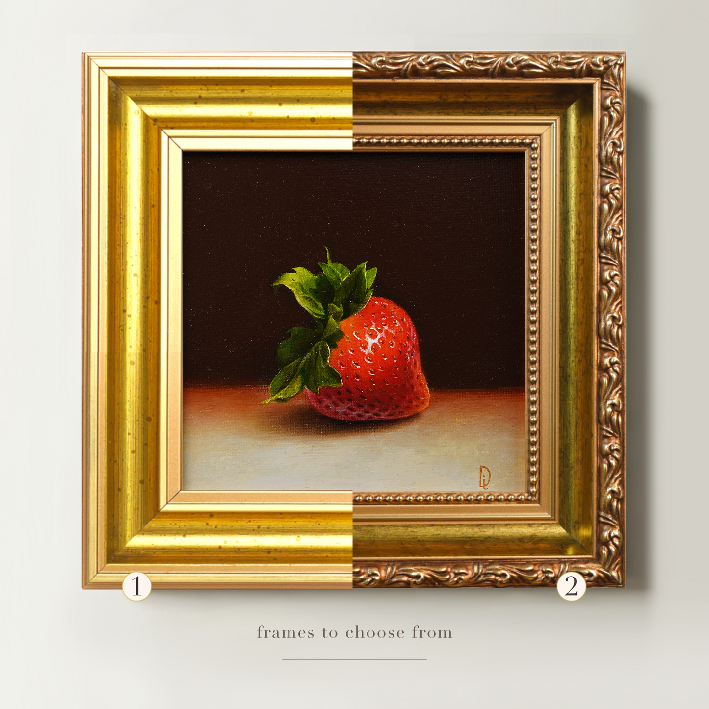 Original Strawberry Miniature Oil Painting
