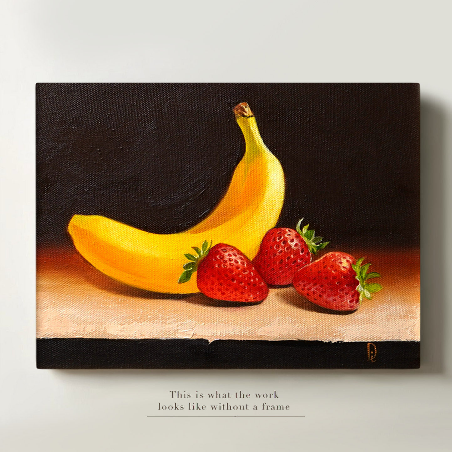 Original Banana and Strawberries Oil Painting