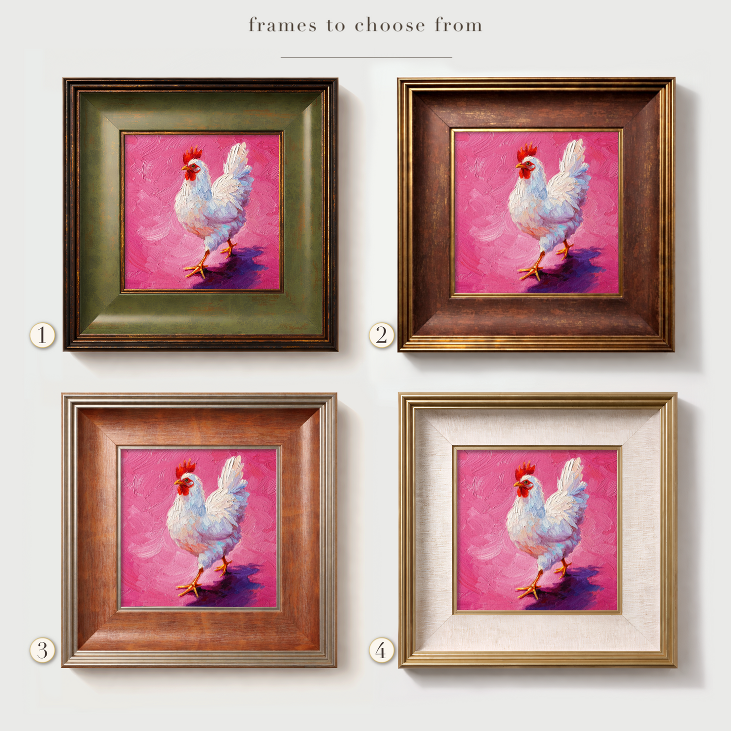 Original White Rooster Oil Painting