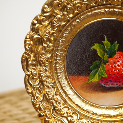 Original Strawberry Miniature Oil Painting