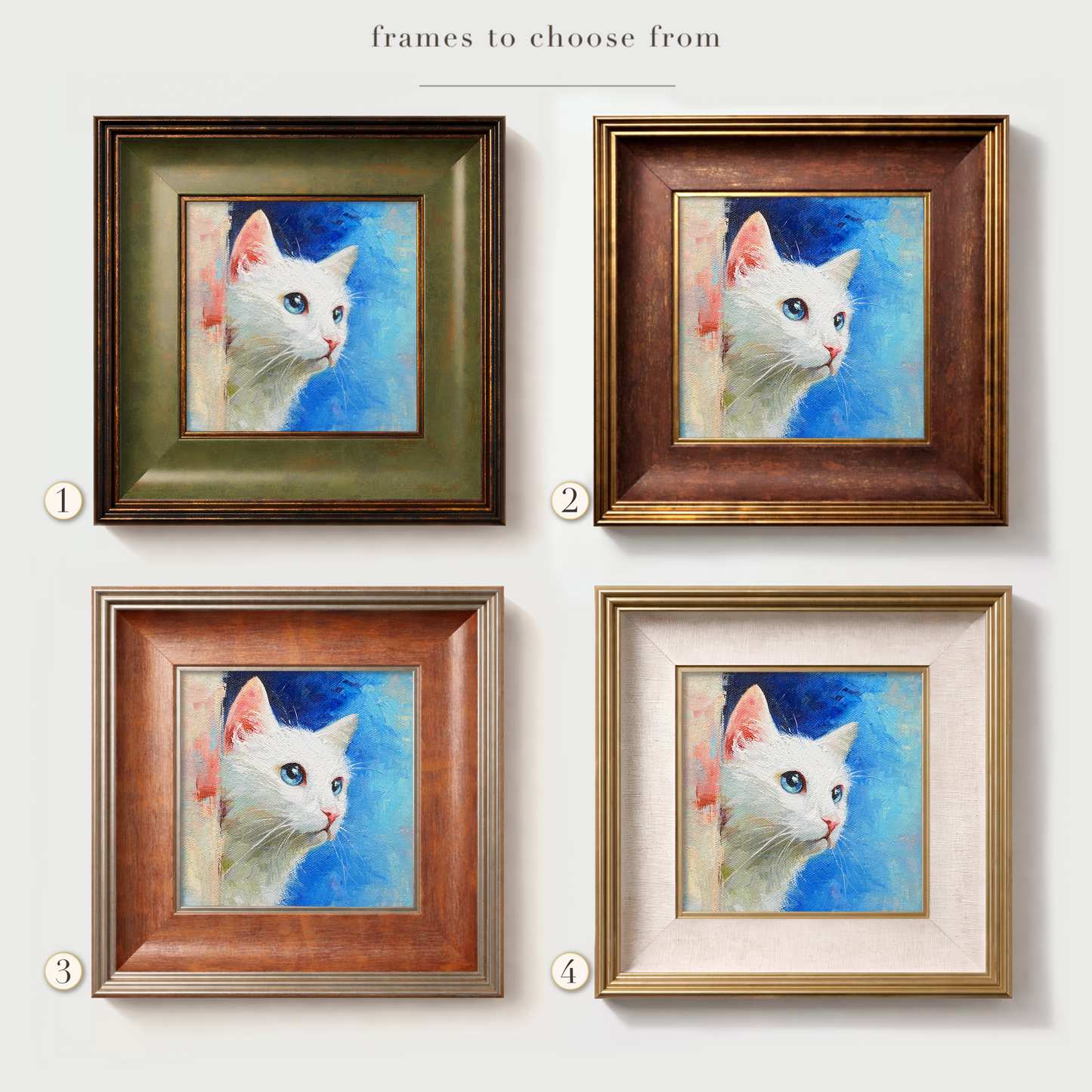 Original White Cat Oil Painting