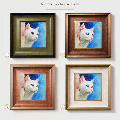 Original White Cat Oil Painting