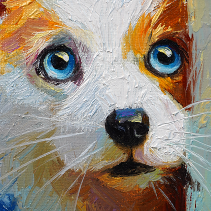 Original Orange & White Dog Oil Painting