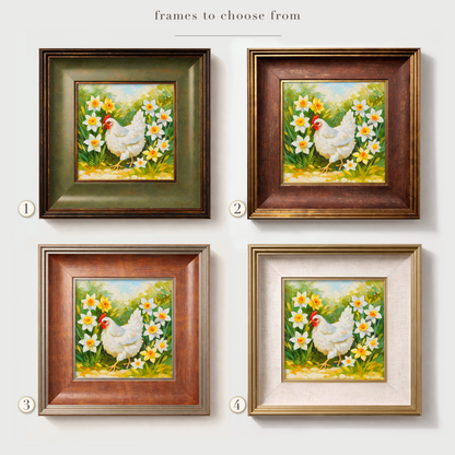 Original White Chicken Oil Painting
