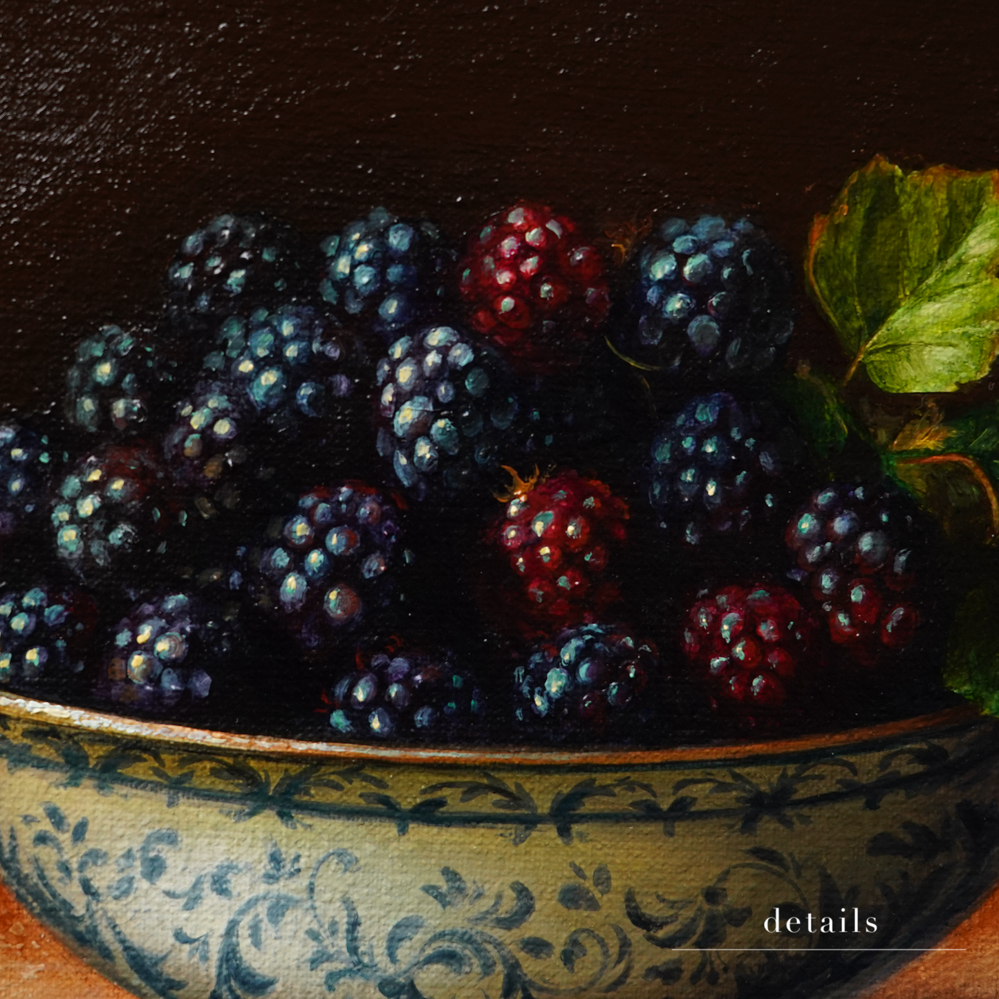 Original Blackberries in a Cup Oil Painting