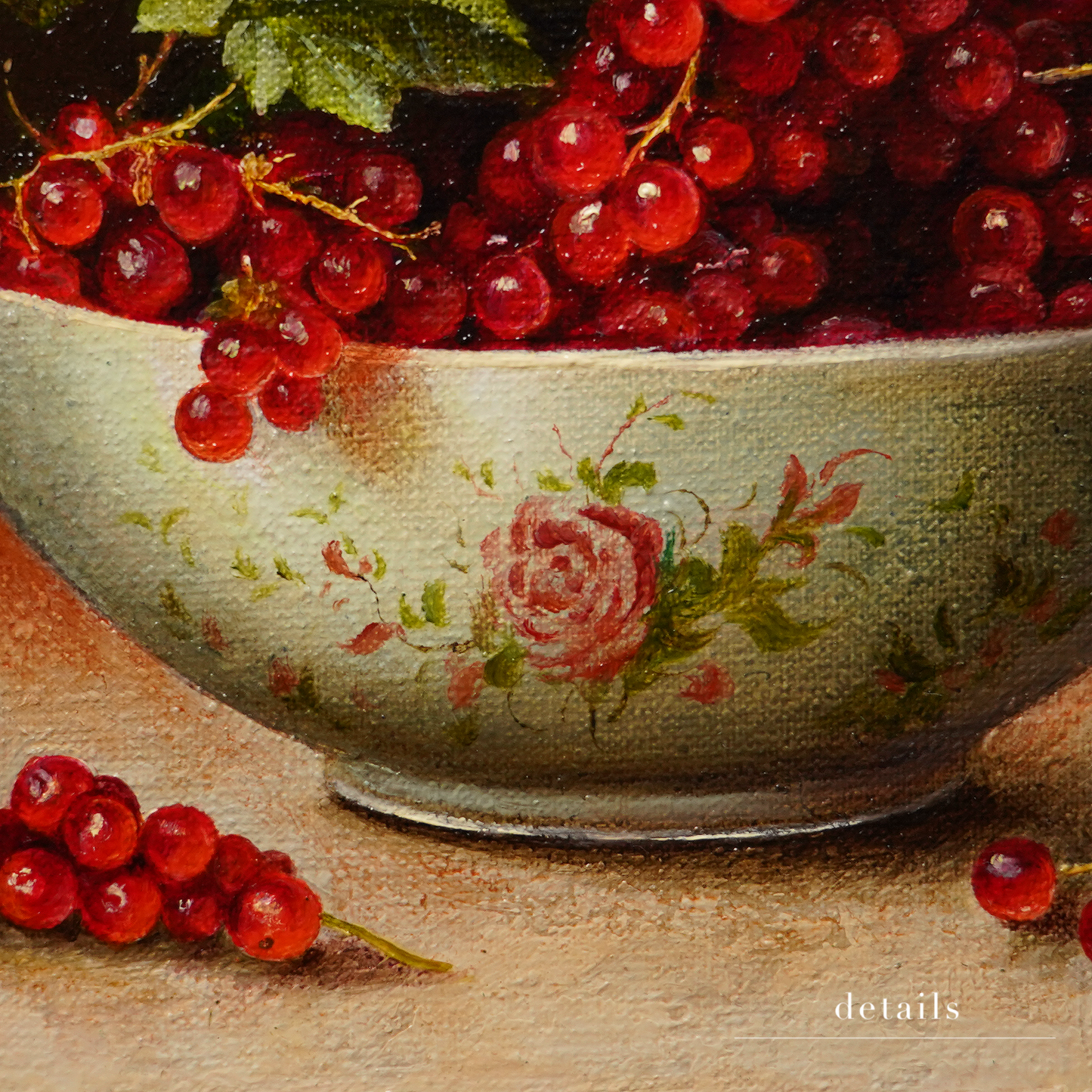 Original Red Currants in a Cup Oil Painting
