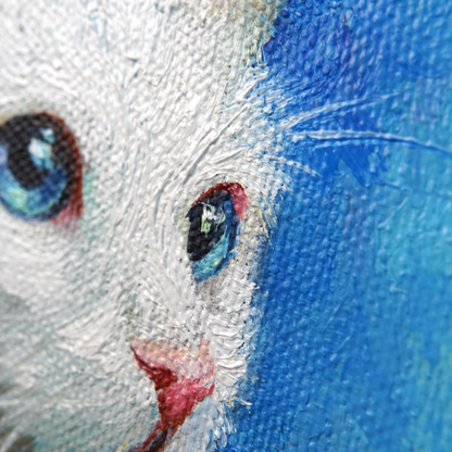 Original White Cat Oil Painting