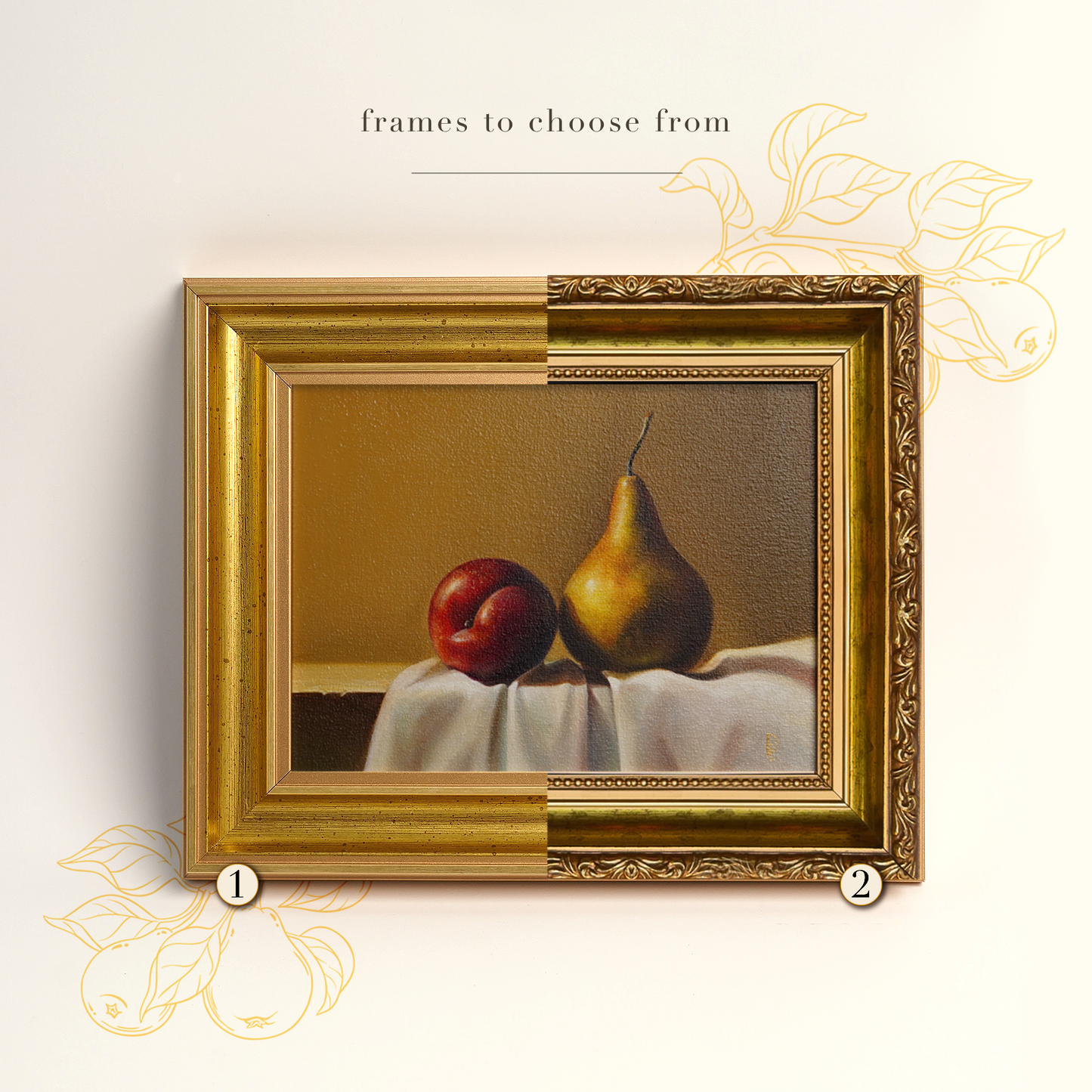 Original Plum & Pear Oil Painting