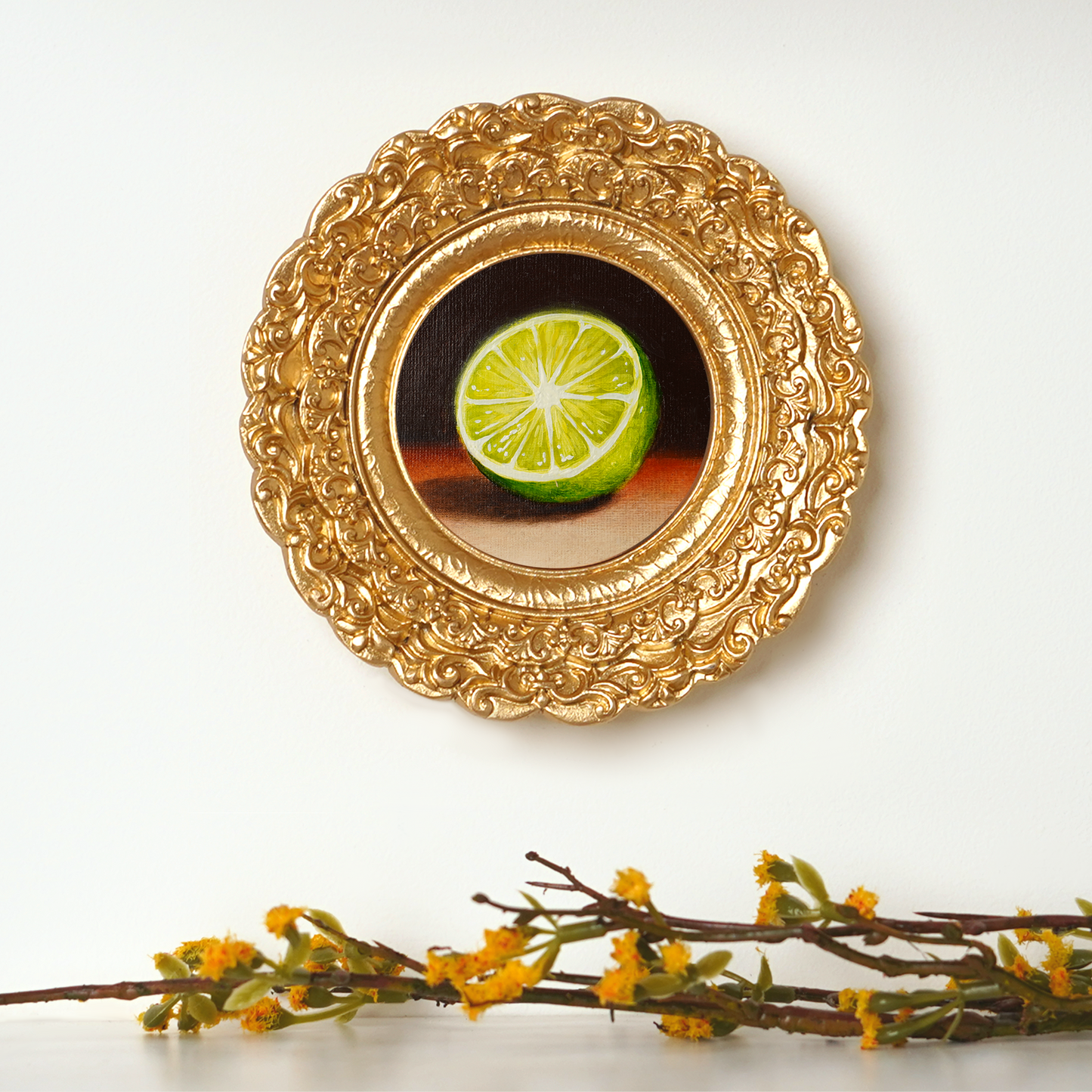 Original Lime Miniature Oil Painting