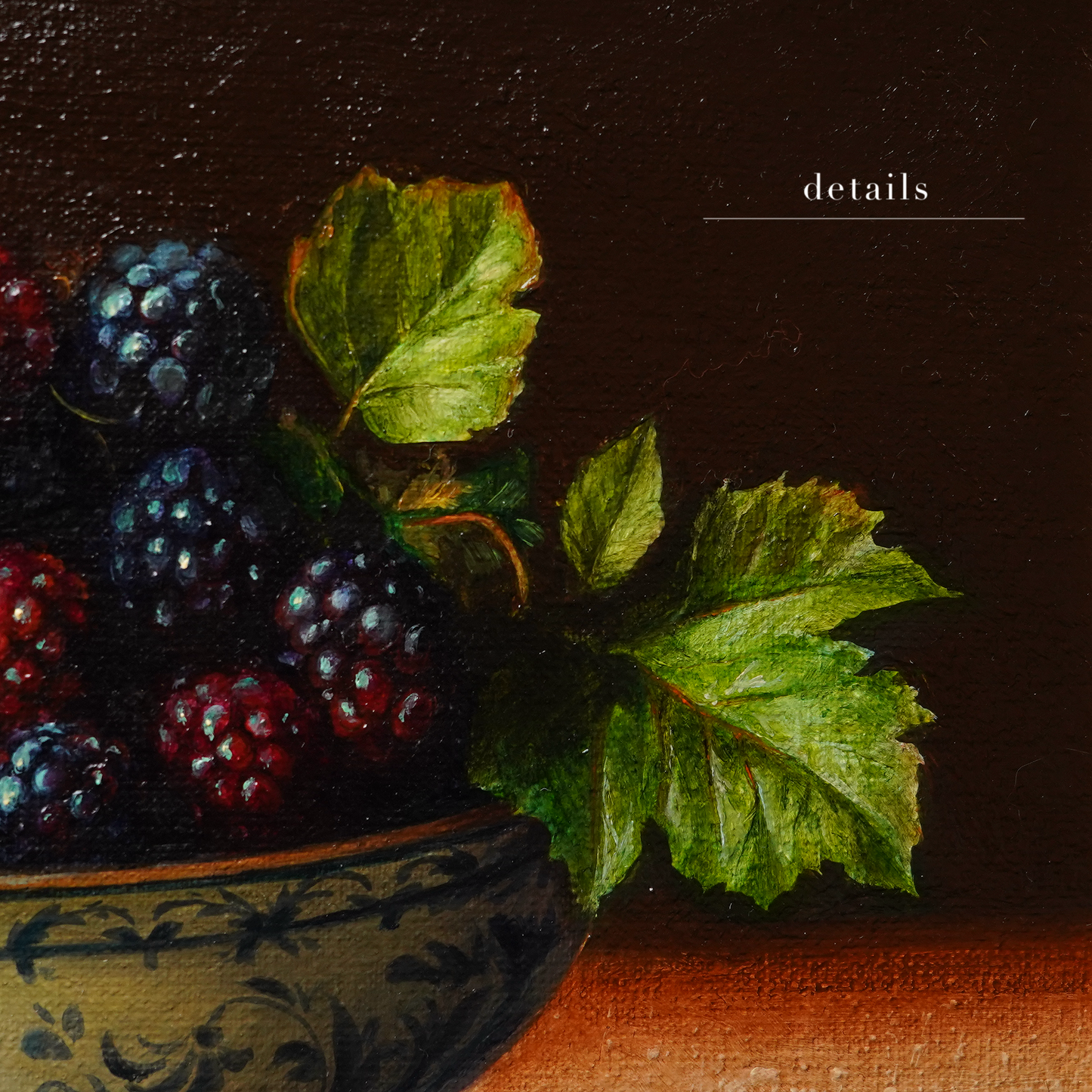 Original Blackberries in a Cup Oil Painting